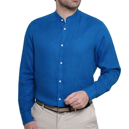 Chemise lin col officier