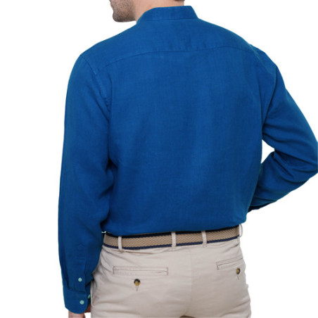 Chemise lin col officier