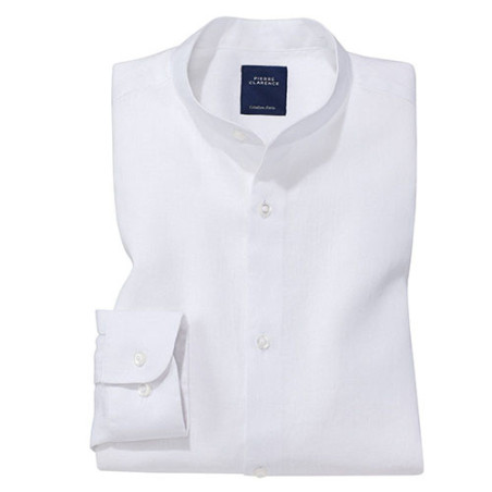 Chemise lin col officier