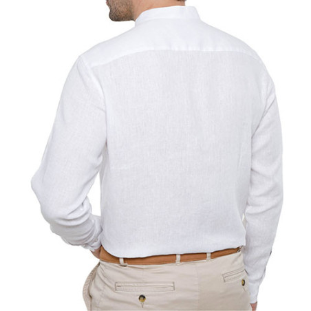 Chemise lin col officier