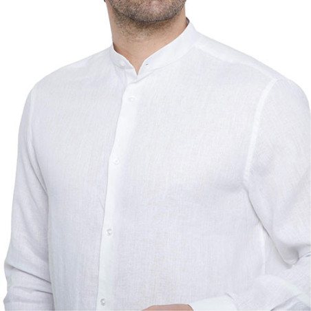 Chemise lin col officier