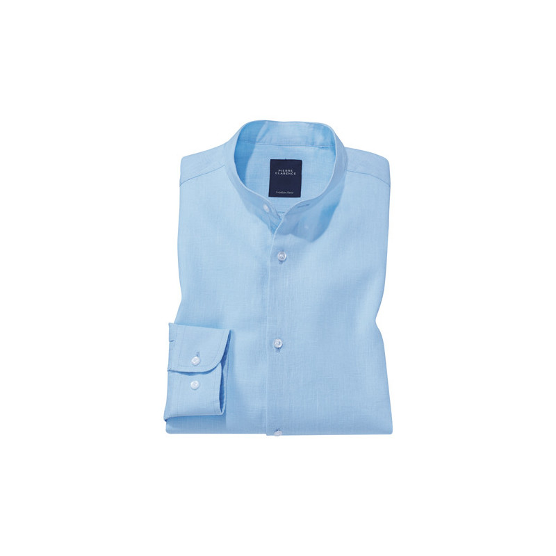Chemise lin col officier