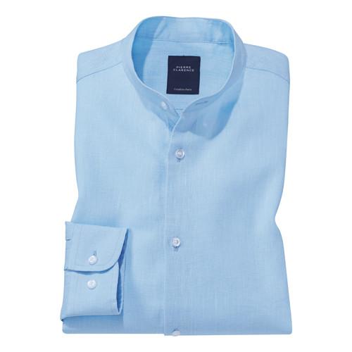 Chemise lin col officier