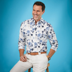 Chemise imprimée coton & lin