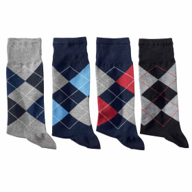 Chaussettes jacquard fil d’Écosse - les 4, Pointure : 39/42, Couleur : Multicolore, par l’Homme Moderne.