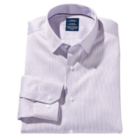 Chemise Sans Repassage Pierre Clarence Rayée violet, Encolure : 41/42, Couleur : Violet, par l’Homme Moderne.