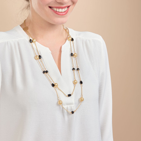 Collier 2 rangs plaqué or et perles