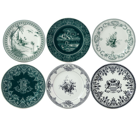 Le lot de 6 assiettes dépareillées vertes