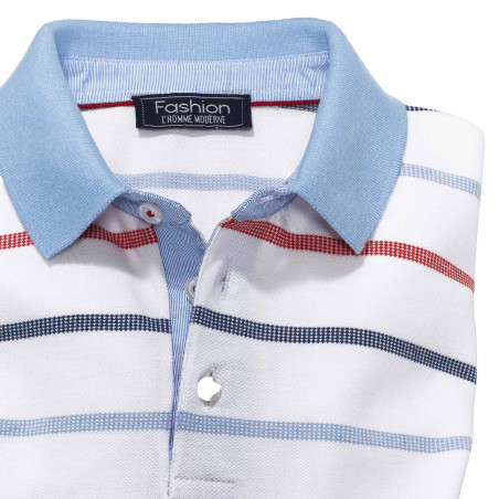 Polo piqué tricolore