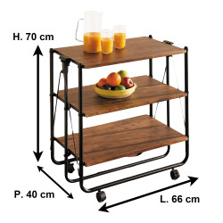 Desserte roulante 3 plateaux