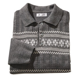 Pull-polo jacquard intarsia, Tour de poitrine : M (96/100), Couleur : Anthracite, par l’Homme Moderne.