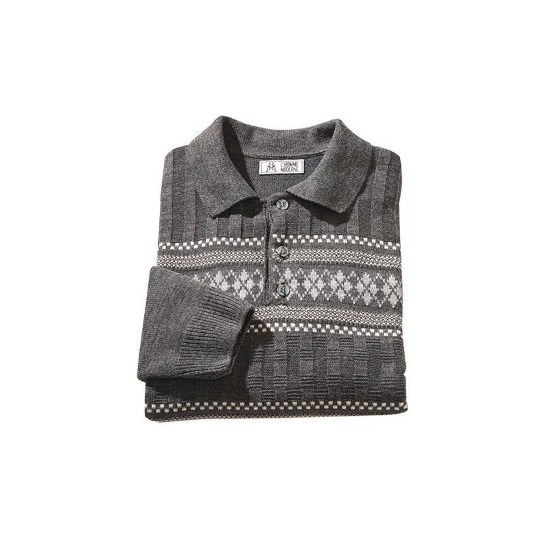 Pull-polo jacquard intarsia