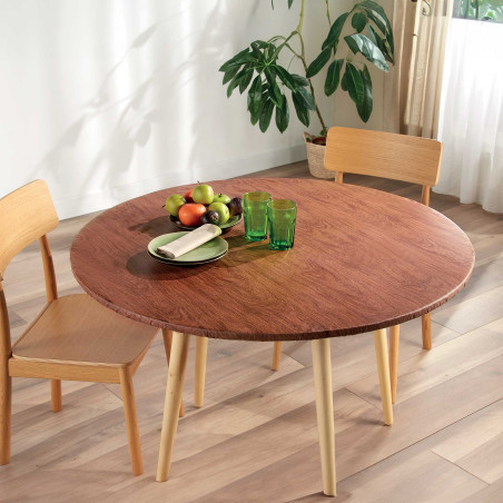 Toile cirée "bois" ronde