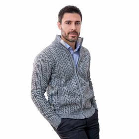 Blouson maille doublé polaire, Tour de poitrine : L (104/108), Couleur : Gris, par l’Homme Moderne.