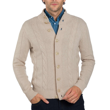 Gilet torsades boutonné