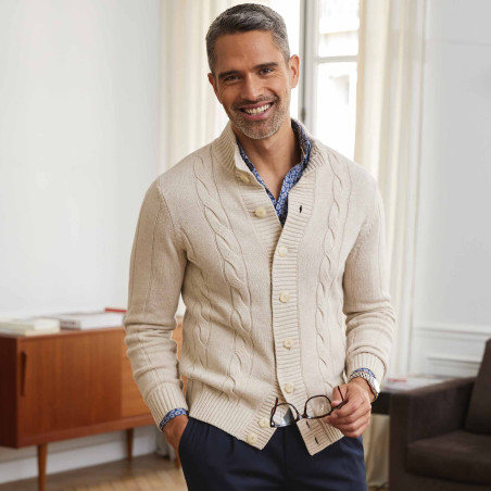 Gilet torsades boutonné