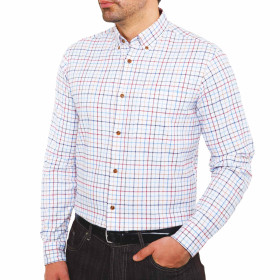 Chemise flanelle Dinan carreaux, Encolure : 39/40, Couleur : Bordeaux, par l’Homme Moderne.