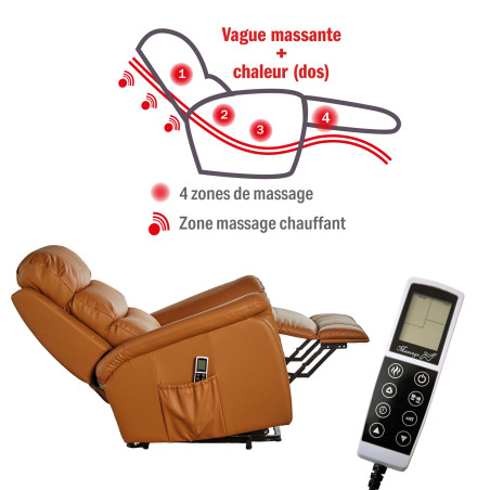 Fauteuil releveur massant/chauffant cuir