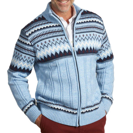 Gilet jacquard bleu glacier