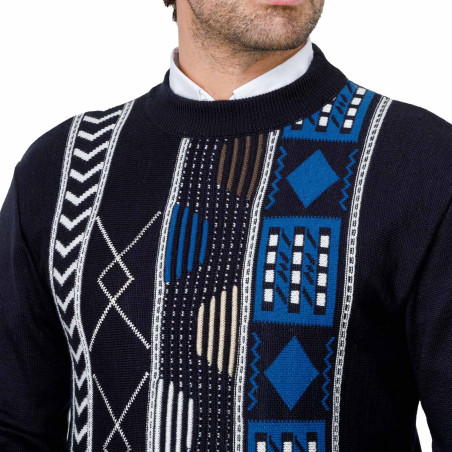 Pull jacquard géométrique