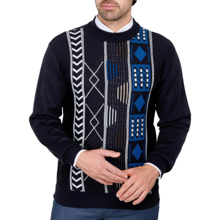 Pull jacquard géométrique