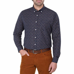 Chemise imprimé fleuri, Encolure : 43/44, Couleur : Marine, par l’Homme Moderne.