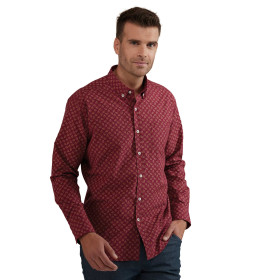 Chemise imprimé fleuri, Encolure : 39/40, Couleur : Bordeaux, par l’Homme Moderne.