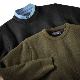 Pull thermique chevrons - les 2, Tour de poitrine : M (96/100), Couleur : Kaki/Noir, par l’Homme Moderne.