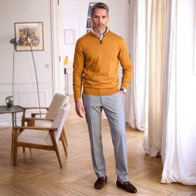 Pull zippé coton & cachemire
