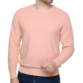 Pull coton piqué, Tour de poitrine : M (96/100), Couleur : Rose, par l’Homme Moderne.
