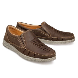 Mocassins massants en cuir aéré