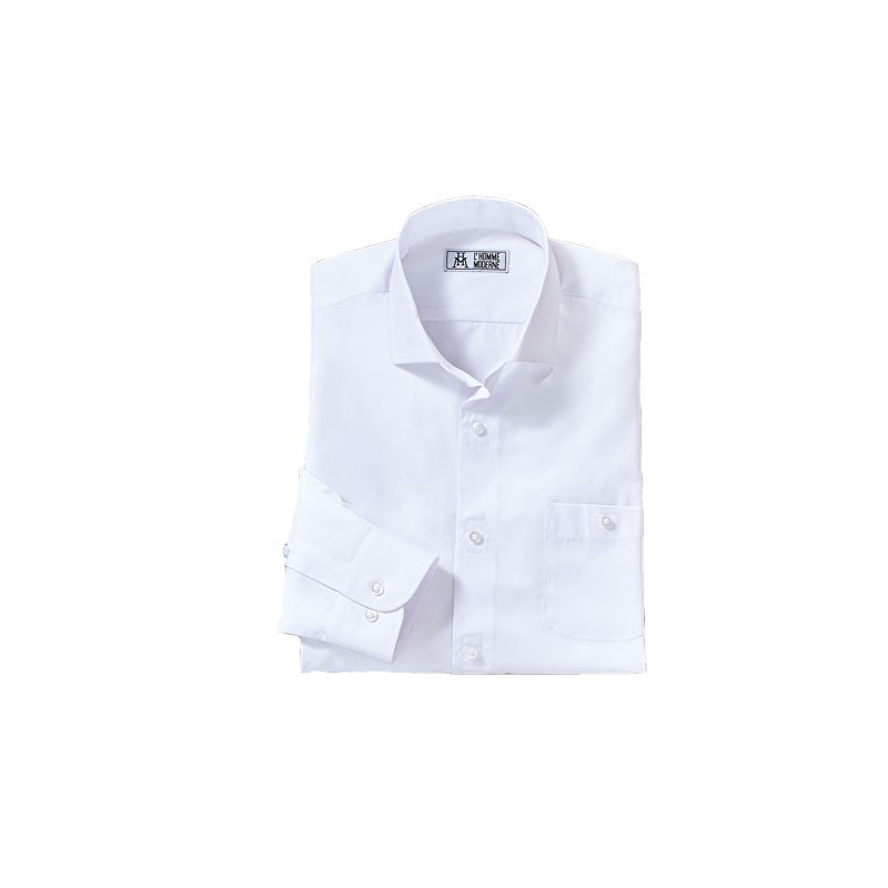 Chemise microfibre faux-boutonnage Blanche