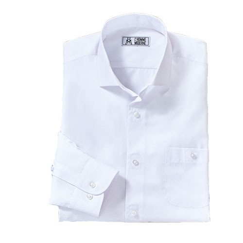 Chemise microfibre faux-boutonnage Blanche