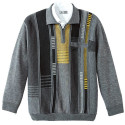 Pull-polo jacquard zippé
