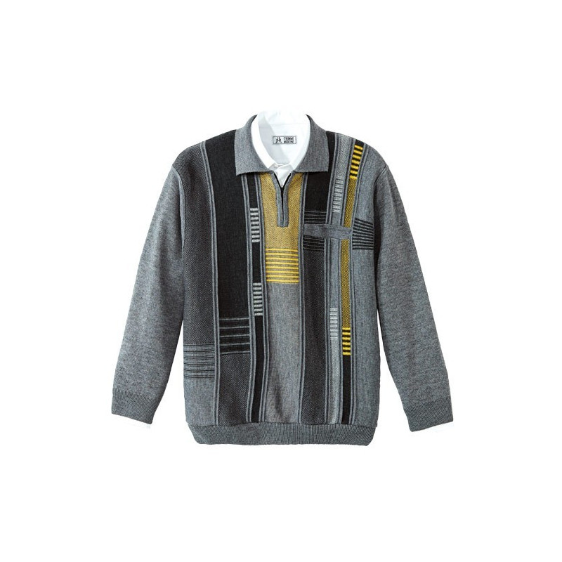 Pull-polo jacquard zippé