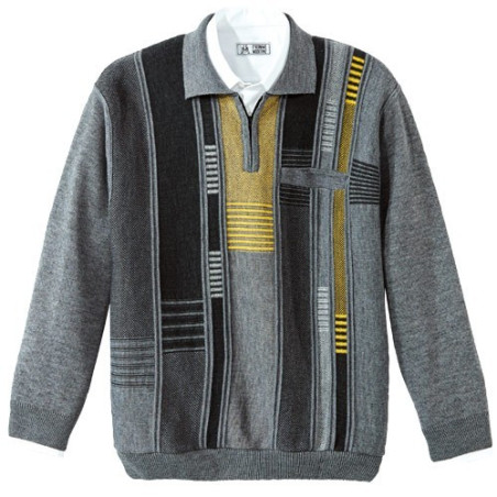 Pull-polo jacquard zippé