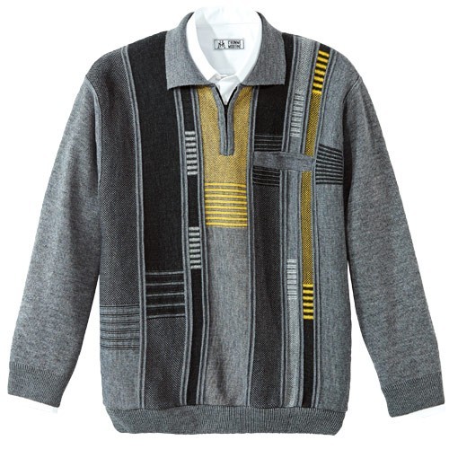 Pull-polo jacquard zippé