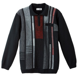 Pull-polo jacquard zippé