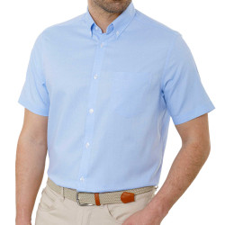 Chemisette Coupe Confort Sans Repassage Uni Ciel