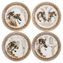 Quatre assiettes à dessert "Chevaux du vent"