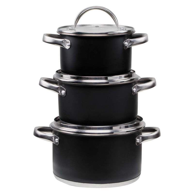 Trio casseroles et couvercles