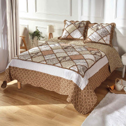 Couvre-lit patchwork Moka +...