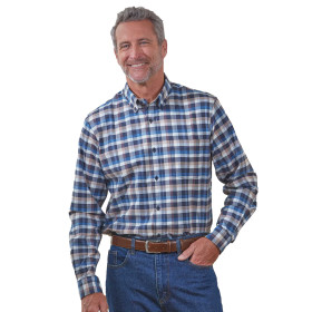 Chemise flanelle stretch, Encolure : 39/40, Couleur : Bleu, par l’Homme Moderne.