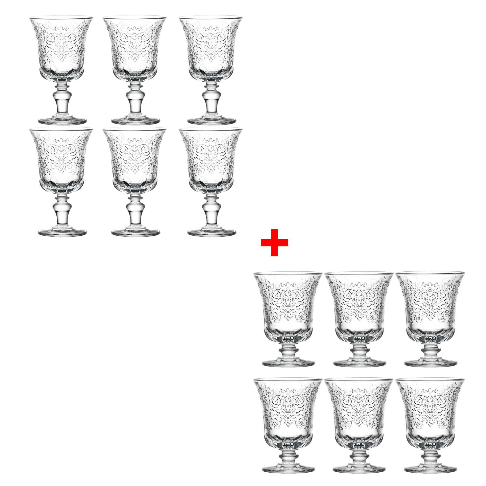 6 verres à eau  + 6 verres à vin