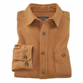 Chemise uni flanelle Chambéry, Encolure : 39/40, Couleur : Camel, par l’Homme Moderne.