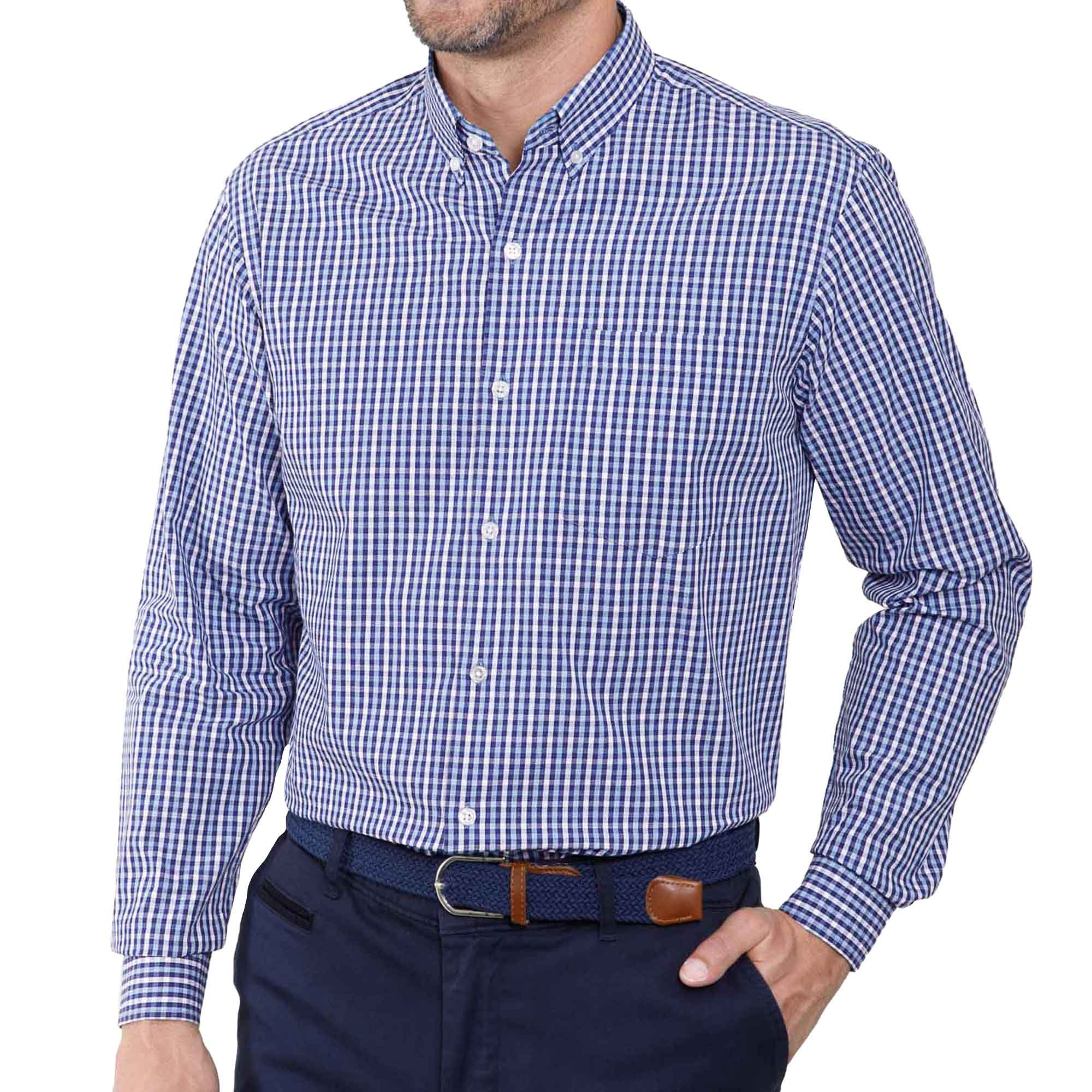 Chemise Brooks Brothers - Carreaux Bleus - Taille 16.5-32 - Non-Iron - Occasion Très Bon État