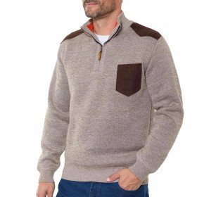 Pull thermique doublé polaire, Tour de poitrine : XL (112/116), Couleur : Beige, par l’Homme Moderne.