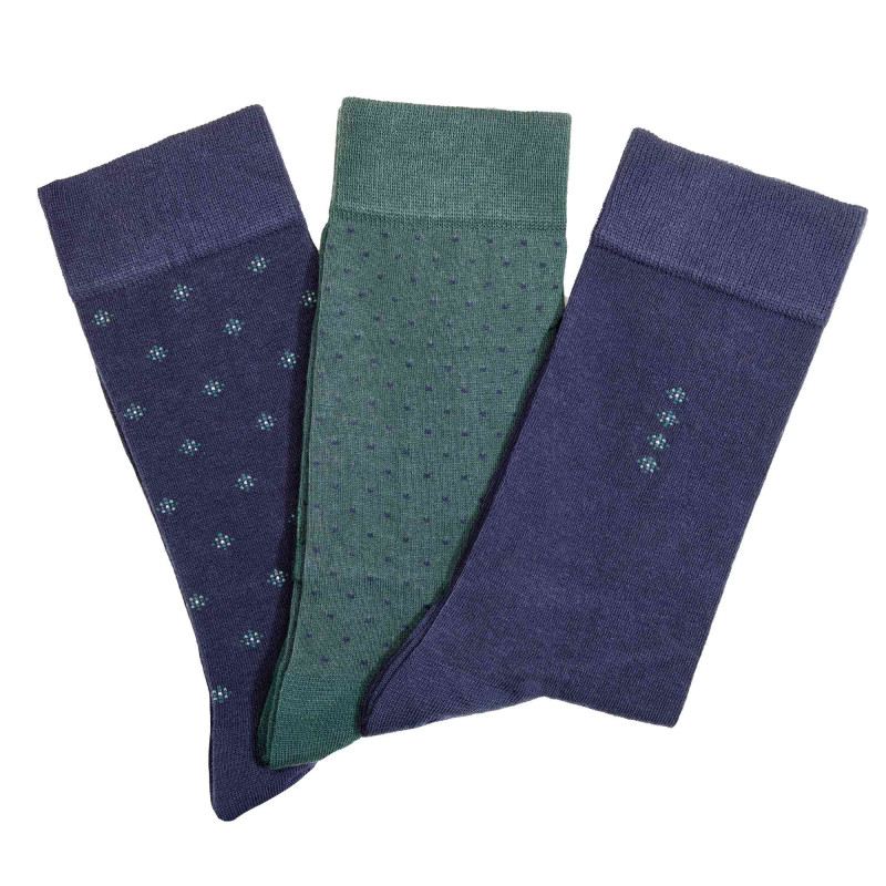 Chaussettes Triolet - Trio 1- Marine/Vert - les 3