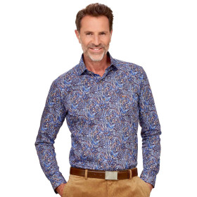 Chemise imprimé ramages, Encolure : 37/38, Couleur : Bleu, par l’Homme Moderne.