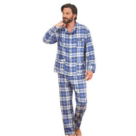 Pyjama carreaux flanelle, Tour de poitrine : M (96/100), Couleur : Bleu, par l’Homme Moderne.